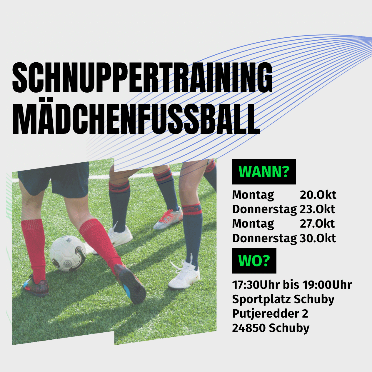 20./23./27./30. Oktober: Schnuppertraining Mädchenfussball