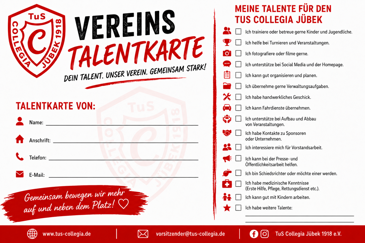 Neu: die TuS Talentkarte